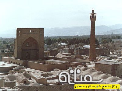 مرمت گلدسته مناره تاریخی مسجد جامع سمنان